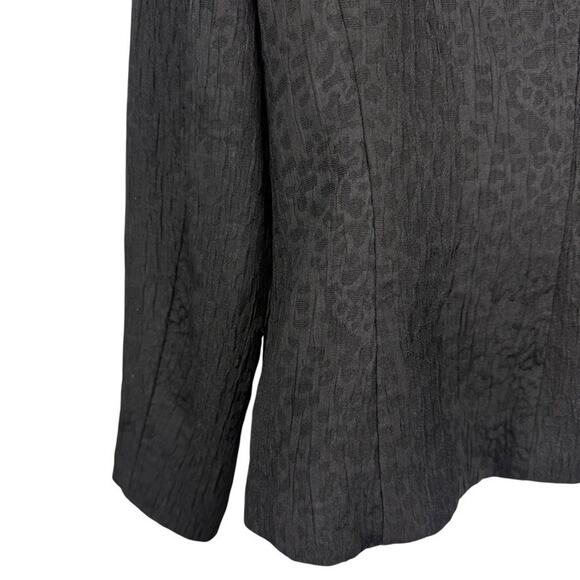 Chicos Forget Me Knot Cheetah Animal Print Blazer Jacket Ruffle Black sz 1 / M - Picture 12 of 16